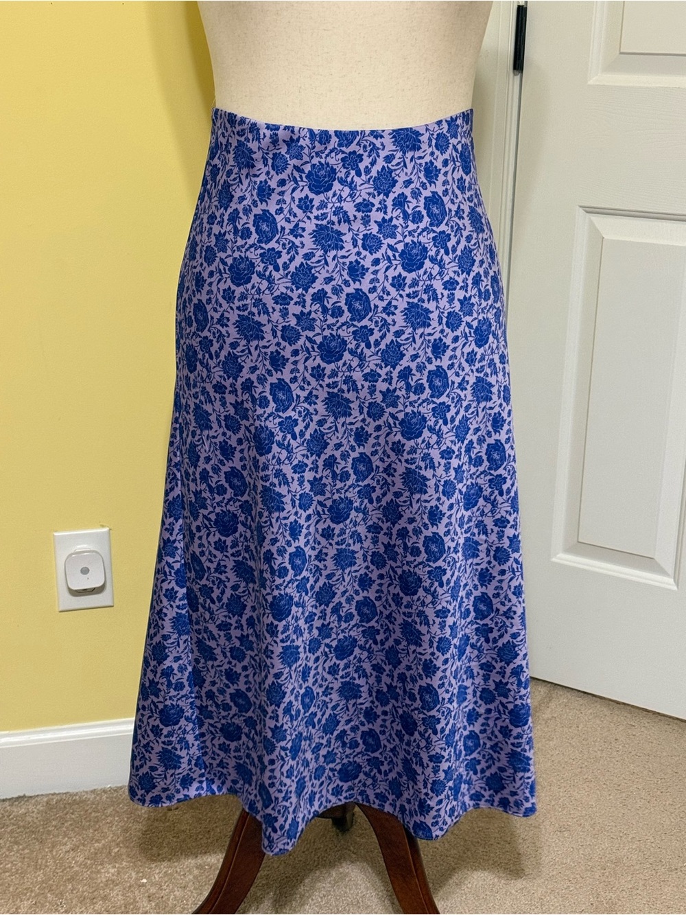 J. Crew Blue Floral A-Line Midi Skirt on Lavender
